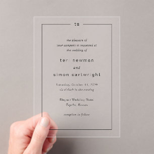 Timeless Black and White Monogram Modern Wedding Acrylic Invitations