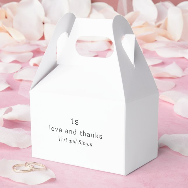 Timeless Black and White Monogram Modern Wedding Favor Boxes (Wedding)