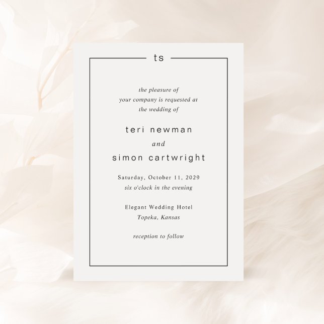 Timeless Black and White Monogram Modern Wedding Invitation (Creator Uploaded)