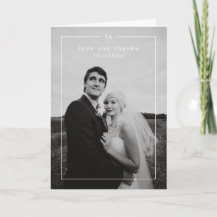 Timeless Black and White Photo Modern Wedding Letterpress Thank You Card