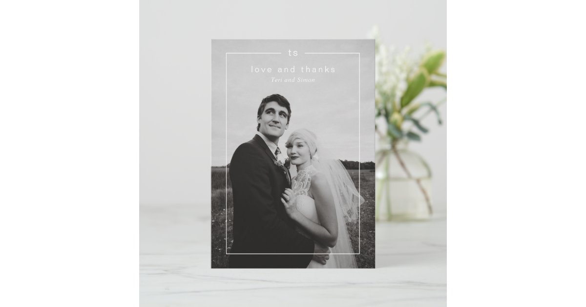 Timeless Black and White Photo Modern Wedding Thank You Card | Zazzle