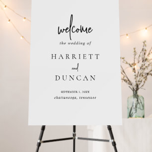 Timeless Black and White Wedding Welcome Sign