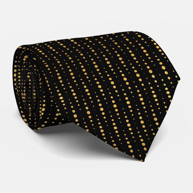 Timeless Black Gold Geometric Necktie Gift for Men (Rolled)