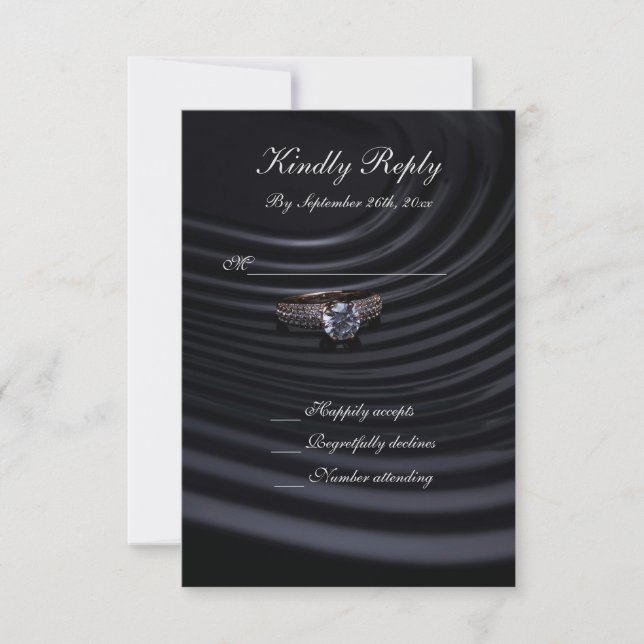 Timeless Black, Gray & White Wedding RSVP Card (Front)