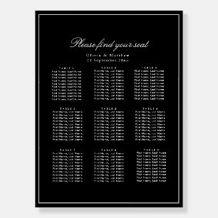 Timeless Black Minimalist Wedding Seating Chart Foam Board