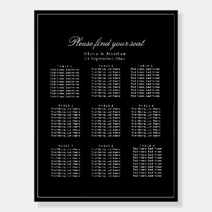 Timeless Black Minimalist Wedding Seating Chart Foam Board