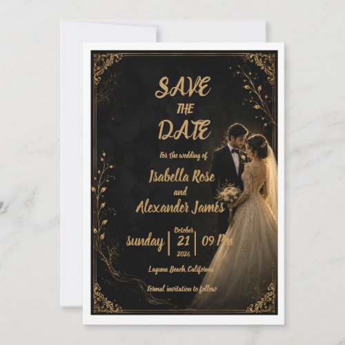 Timeless Black Save The Date card