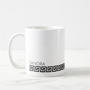 Timeless Black White Greek Key Chic Coffee Mug