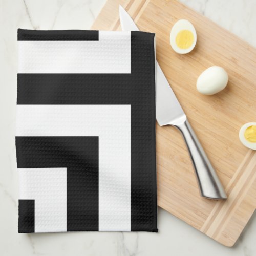 Timeless Black White Greek Key Simple Kitchen Towel