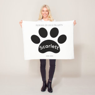 Timeless Black & White Paw Print Tribute Fleece Blanket