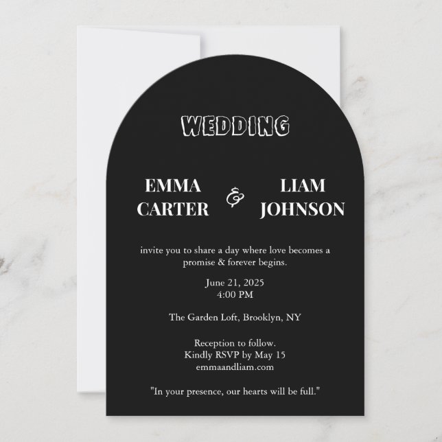 Timeless Black & White Wedding Cards (Front)