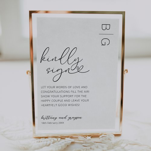 Timeless Black White Wedding Guestbook Sign