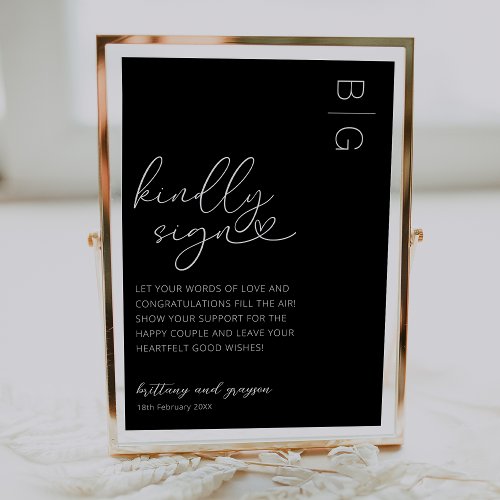 Timeless Black White Wedding Guestbook Sign