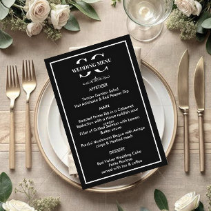 Timeless Black & White Wedding Menu