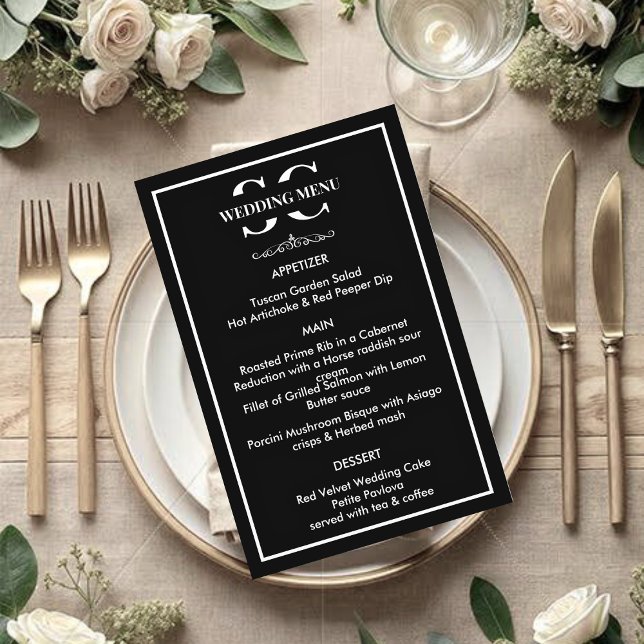 Timeless Black & White Wedding Menu (Creator Uploaded)