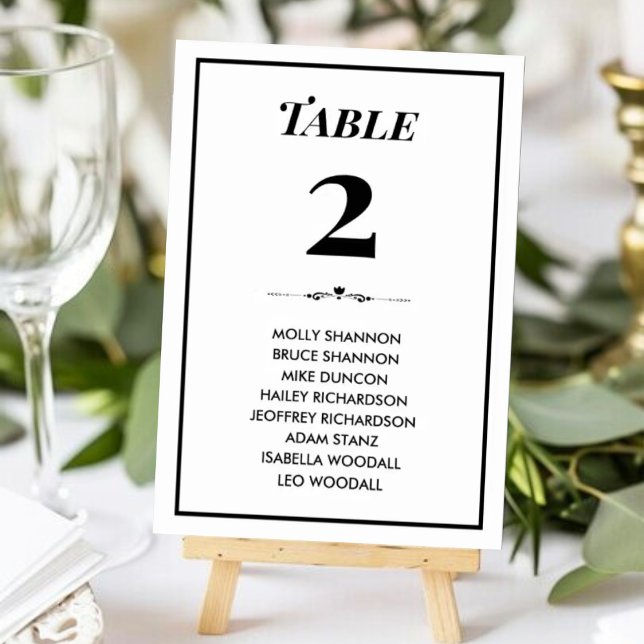 Timeless Black & White Wedding Seating Chart Card (Creator Uploaded)