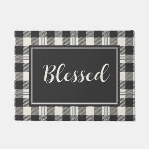 Timeless Blessed Buffalo Plaid Doormat Design