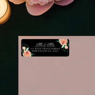 Timeless Bloom Mr & Mrs Watercolor Floral Wedding Label