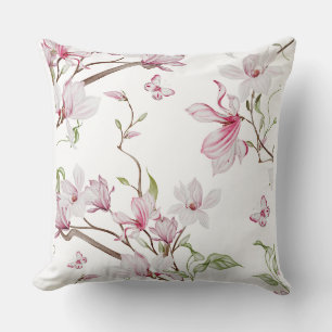 Timeless Blooming Pink Flowers Beautiful Design Throw Pillow