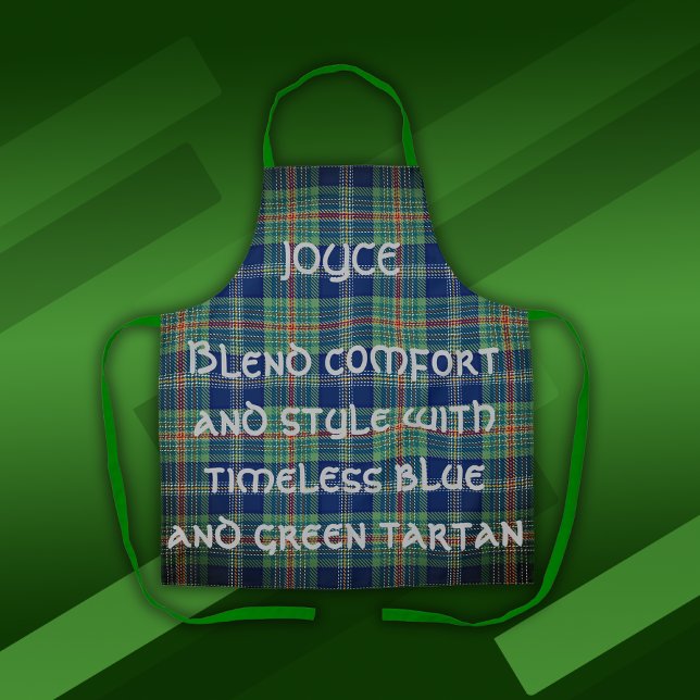 Timeless blue and green Tartan Monogram | Apron (Creator Uploaded)