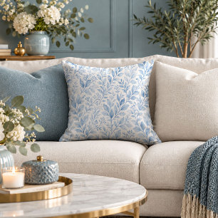 Timeless Blue Cottagecore Floral Throw Pillow