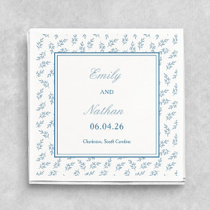 Timeless Blue Garden Elegant Classic Wedding  Napkins