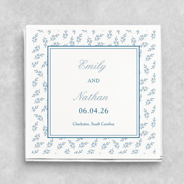 Timeless Blue Garden Elegant Classic Wedding  Napkins (Creator Uploaded)