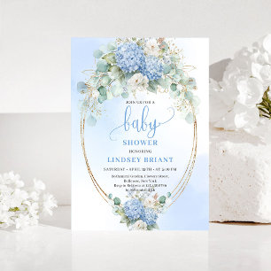 Timeless Blue Hydrangeas Baby Shower Invitation