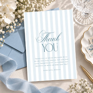 Timeless Blue Stripes Bridal Shower Thank You Card