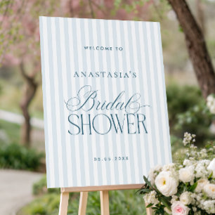 Timeless Blue Stripes Bridal Shower Welcome Sign