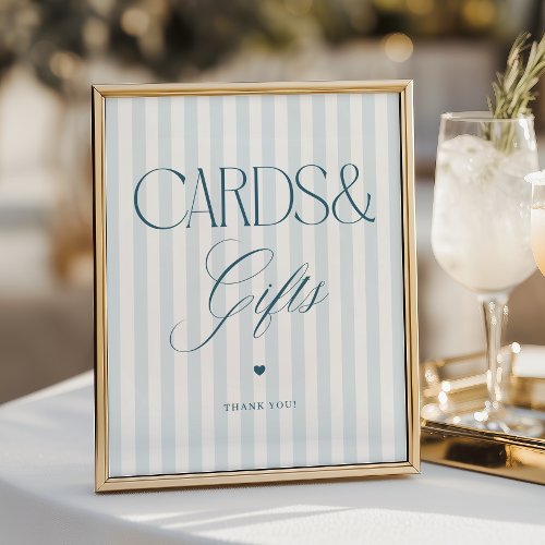 Timeless Blue Stripes Cards and Gifts Wedding Sign