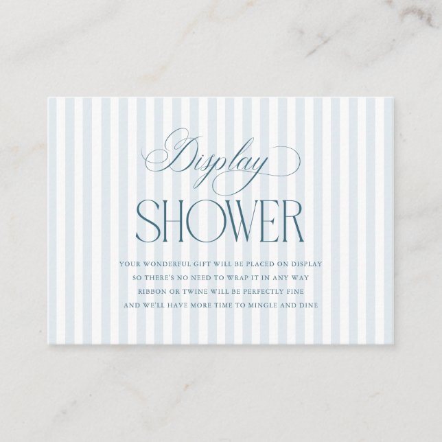 Timeless Blue Stripes Display Shower Enclosure Card (Front)