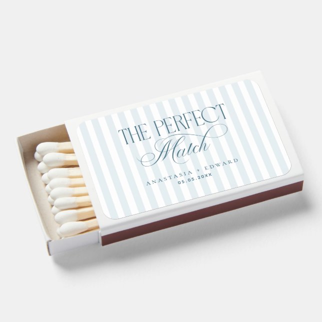Timeless Blue Stripes The Perfect Match Favor (Front Open)