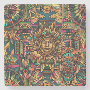 Timeless Blue "Vibrant Historical Emblem" Marble C Stone Coaster