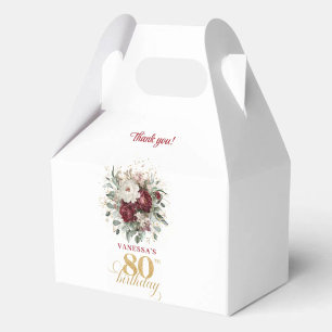 Timeless Blush Burgundy 80th Birthday Favor Boxes