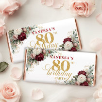 Timeless Blush Burgundy 80th Birthday Hershey Bar