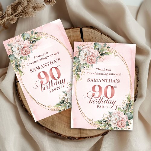 Timeless Blush Gold Floral Eucalyptus 90 Birthday