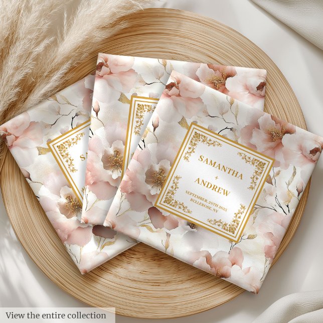 Timeless Blush Gold Watercolor Wedding Cloth Napki (Timeless Blush Gold Watercolor Wedding Cloth Napkins

)