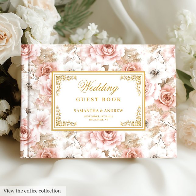Timeless boho blush gold wedding guest book (Timeless boho blush gold wedding guest book)