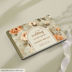 Timeless Boho Copper Ivory Sage Floral Wedding Guest Book