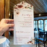 Terracotta Boho Pampas Grass Floral Autumn Wedding Invitation