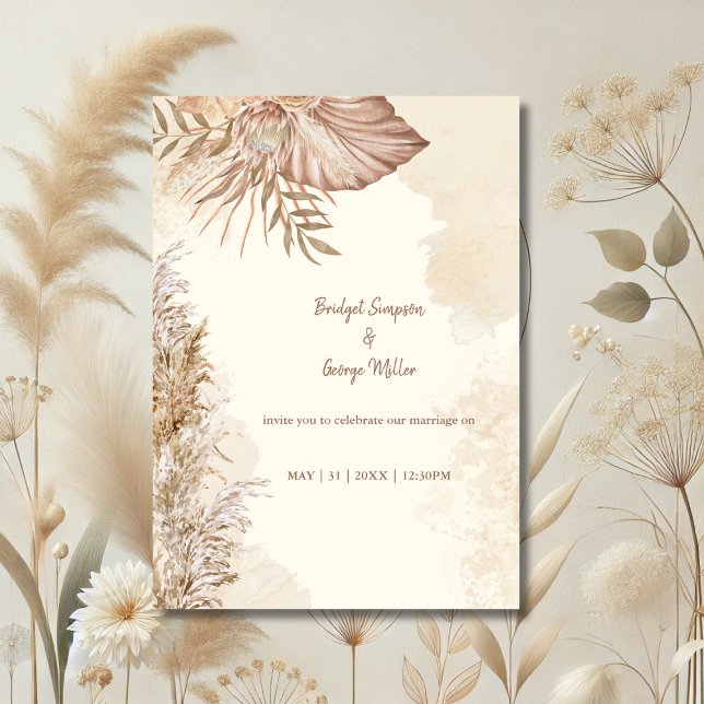 Timeless Boho Neutral Wedding Invitation (Creator Uploaded)
