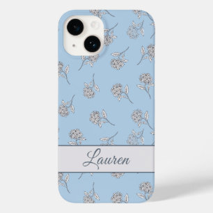 Timeless Botanical Bloom Soft Blue Monogram  Case-Mate iPhone 14 Case