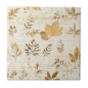 Timeless Botanical – Leaf in Warm Neutrals (9) Ceramic Tile