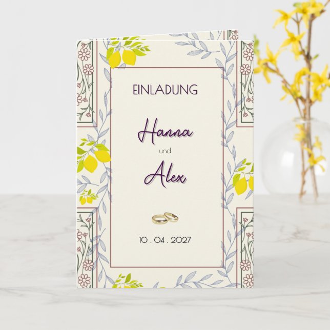 Timeless Botanical + Lemon Wedding Invitation - (Yellow Flower)