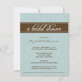 Timeless Bridal Shower Invite (aqua/chocolate)