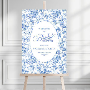 Timeless Bridal Shower Royal Blue Roses Welcome Foam Board