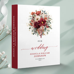Timeless Burgundy Gold Eucalyptus Autumn wedding m 3 Ring Binder
