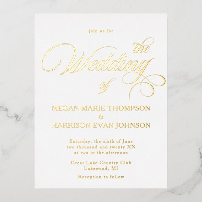 Timeless Calligraphy Classic Wedding Invitation (Front)