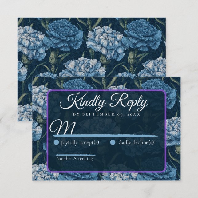 Timeless Carnation Flower Botanical Wedding RSVP Card (Front/Back)